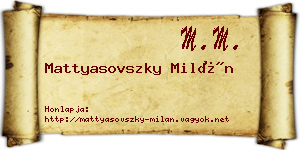 Mattyasovszky Milán névjegykártya